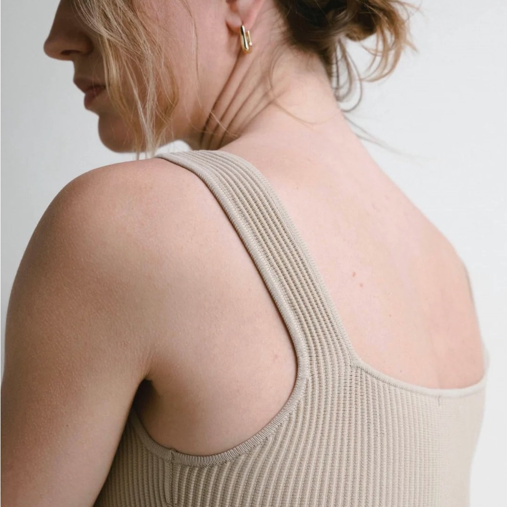 Darling Beige Ribbed Tank Top - Picture 3 of 9